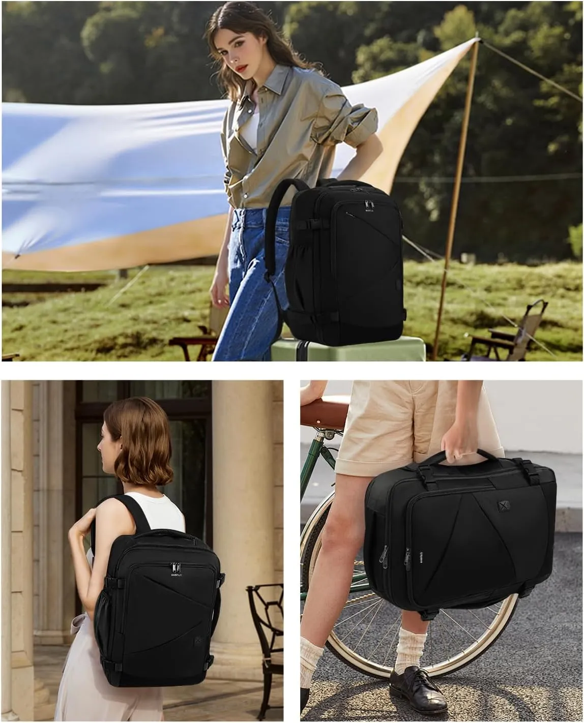 ECOHUB Carry On Travel Backpack, Expandable Airlines Personal Item Bag 18x14x8, Water Resistant 17 inch Laptop Backpack Flight Approved, 12 Pockets 30L Work Backpacks with Wet Pocket & Cable Slot
