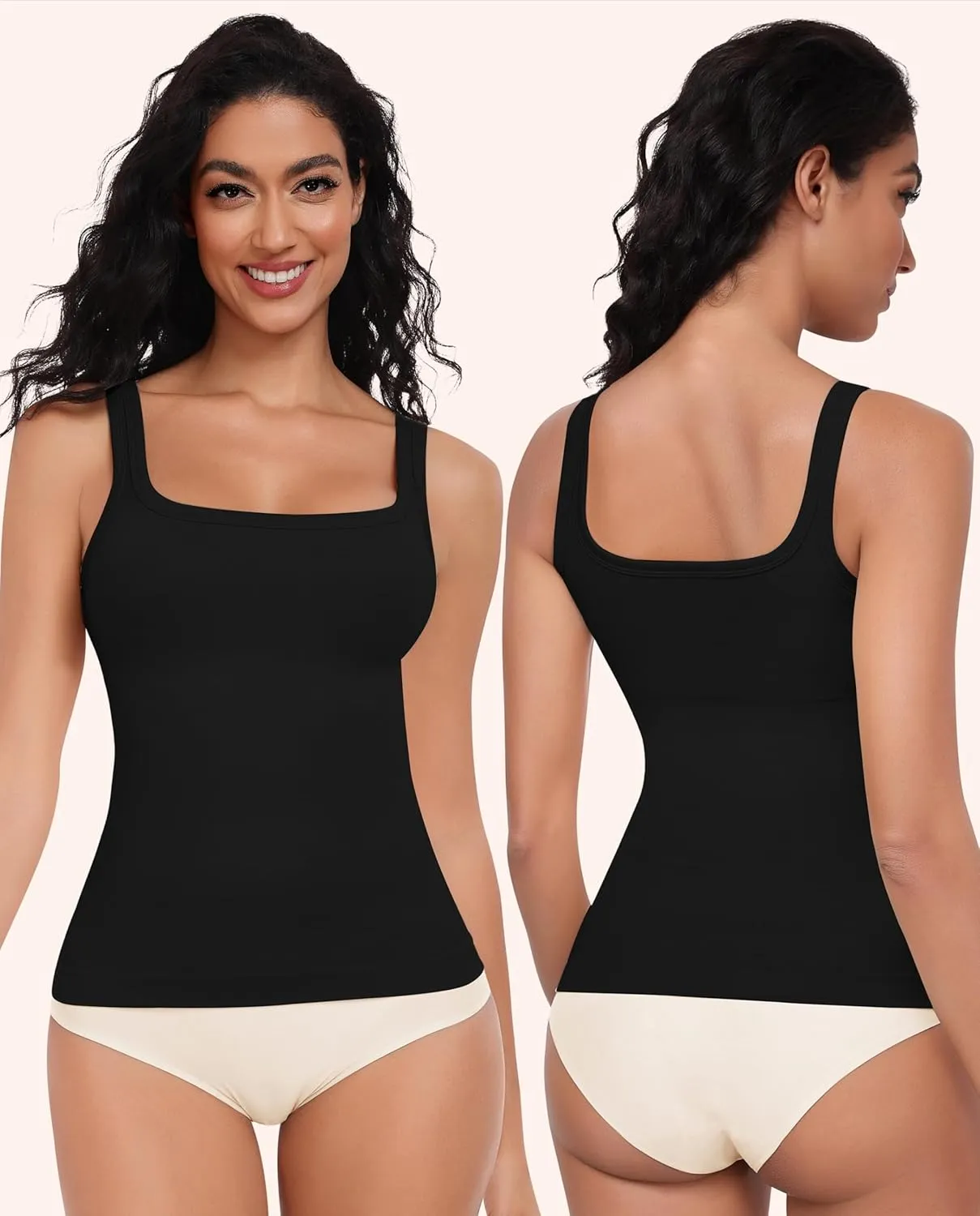 EUYZOU Womens Shapewear Tummy Control Squre Neck Seamless Compression Tank Tops for Women Slimming Body Shaper Camisole