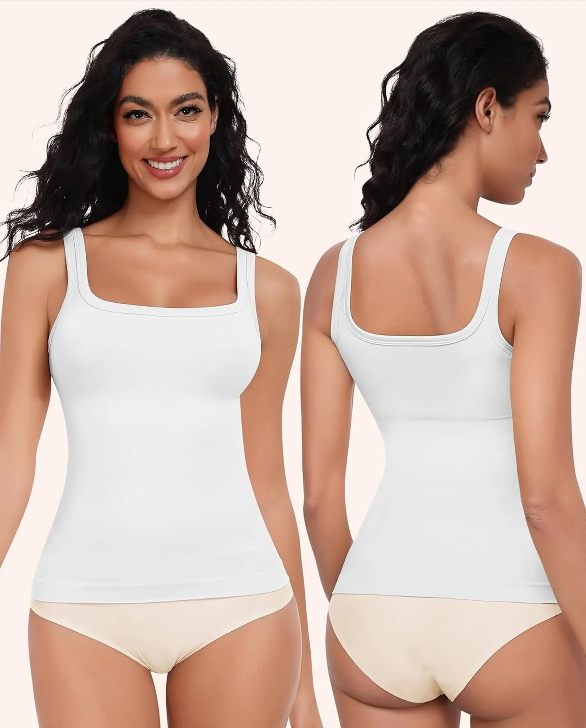 EUYZOU Womens Shapewear Tummy Control Squre Neck Seamless Compression Tank Tops for Women Slimming Body Shaper Camisole
