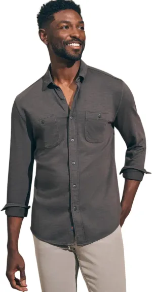 Faherty Men's Sunwashed Knit Shirt (Double Pocket)- Washed Black Large (L)