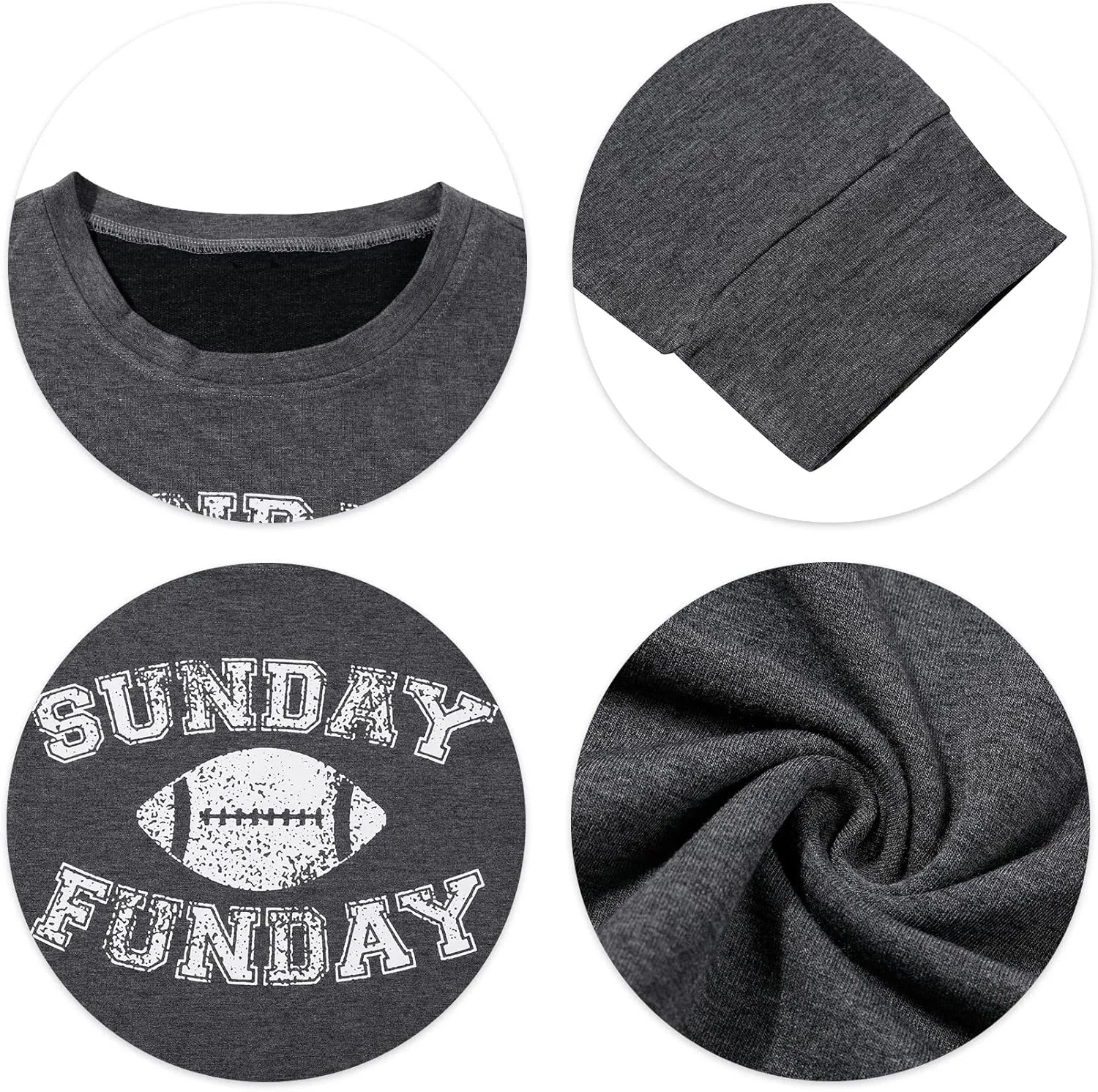 FLOYU Women Sunday Funday Sweatshirt Cute Football Graphic Pullover Game Day Weekend Tops Casual Football Season Shirt