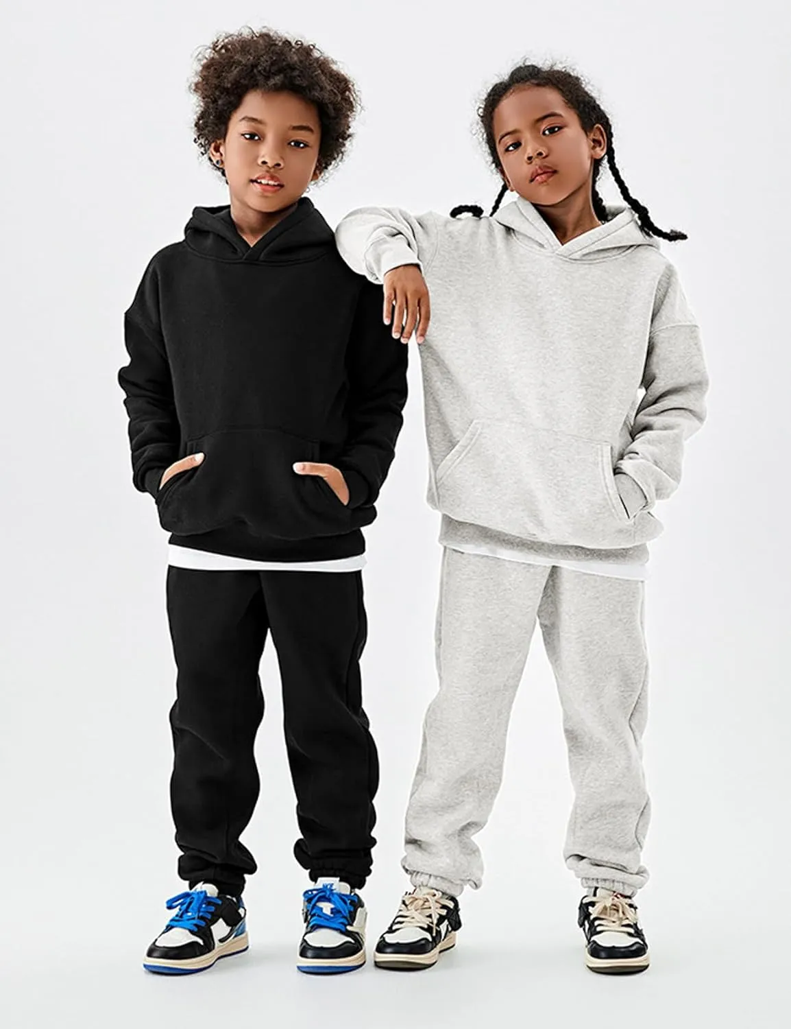 Flygo Girls Boys Fleece 2 Piece Outfits Pants Set Hoodies Sweatshirt and Jogger Sweatpants
