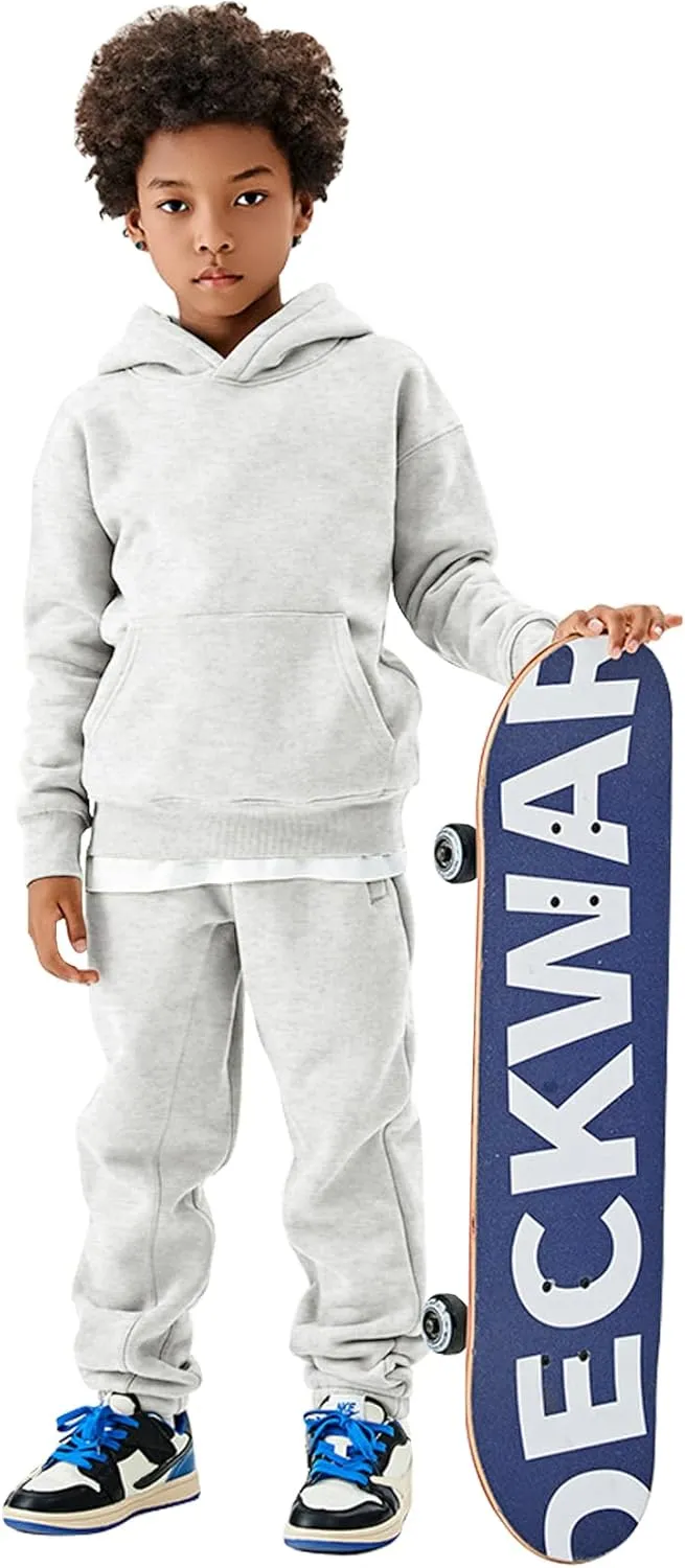 Flygo Girls Boys Fleece 2 Piece Outfits Pants Set Hoodies Sweatshirt and Jogger Sweatpants