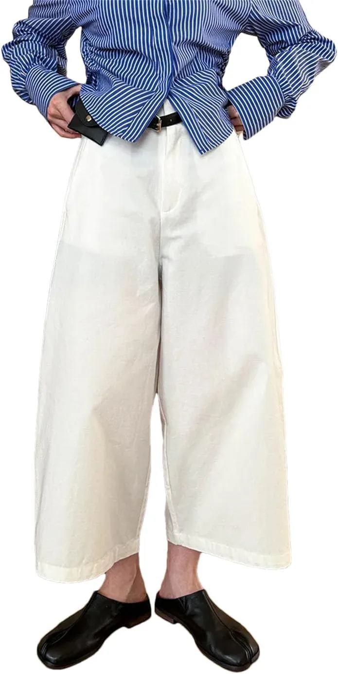 Fnfmrfmr Loose Casual Wide Leg Pants for Women Belt High Waist Solid Pockets Buttons Trousers