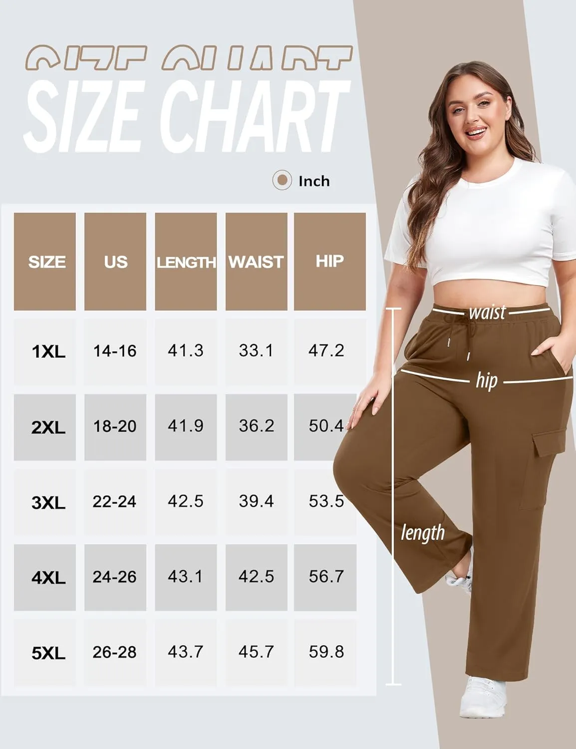FOREYOND Plus Size Women's Cargo Sweatpants Casual Straight Leg Lounge Pants Drawstring High Waist Joggers with Pockets