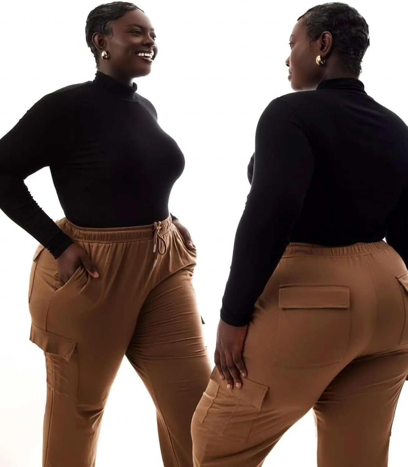 FOREYOND Plus Size Women's Cargo Sweatpants Casual Straight Leg Lounge Pants Drawstring High Waist Joggers with Pockets