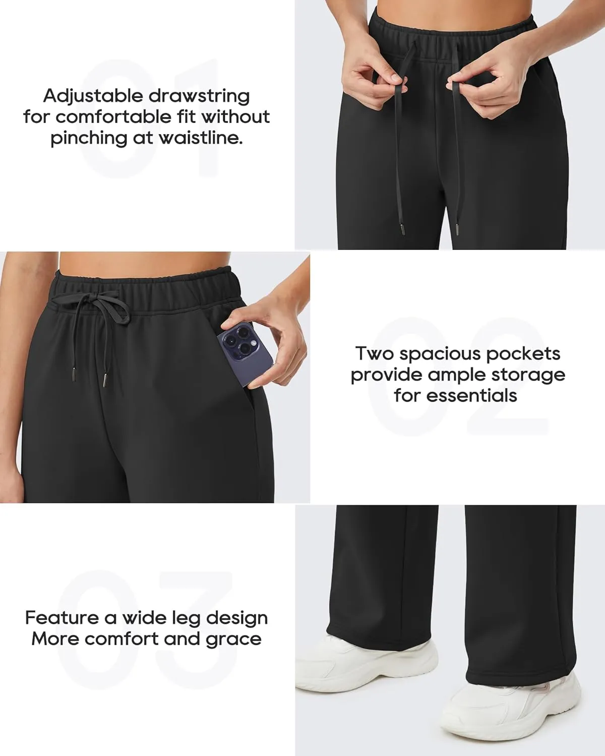 G4Free Wide Leg Sweatpants Women High Waisted Fleece Lined Pants with Pockets Winter Lounge Workout Yoga Trousers