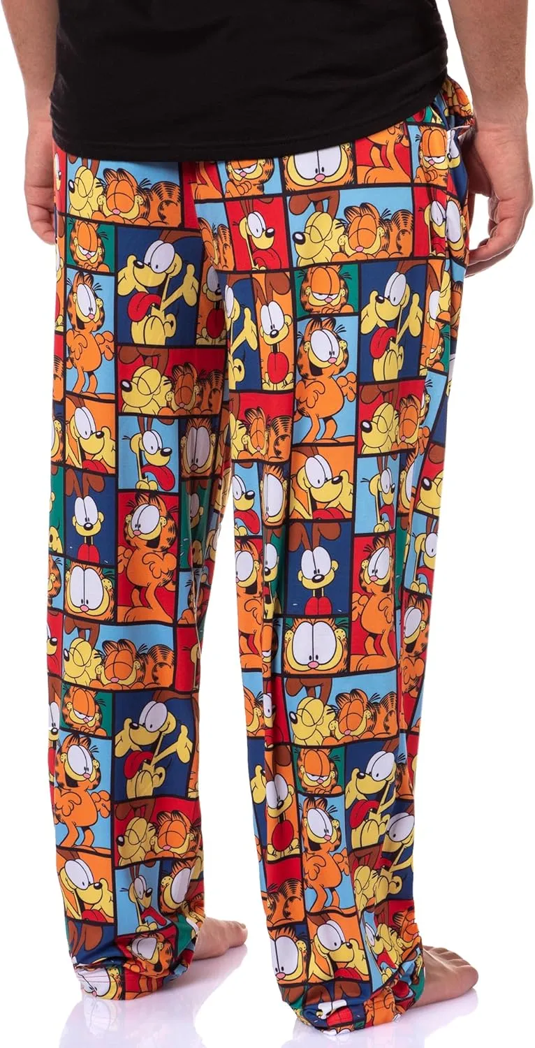 Garfield Comic Men's Odie Paneled Print Sleep Pajama Pants For Adults
