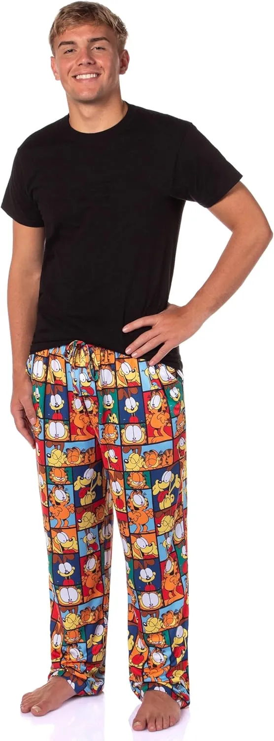 Garfield Comic Men's Odie Paneled Print Sleep Pajama Pants For Adults