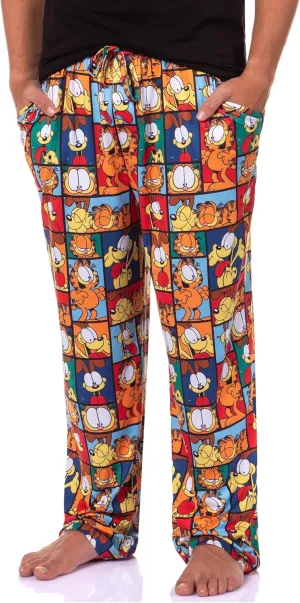 Garfield Comic Men's Odie Paneled Print Sleep Pajama Pants For Adults