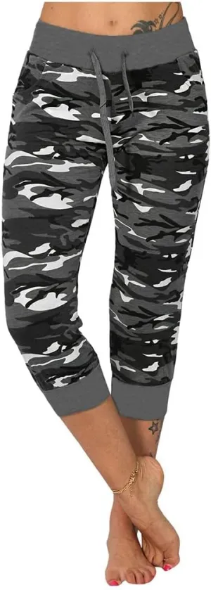 generic Women's Capri Yoga Pants High Waist Leggings for Women 2024 Workout Sweatpants Running Joggers Drawstring Lounge