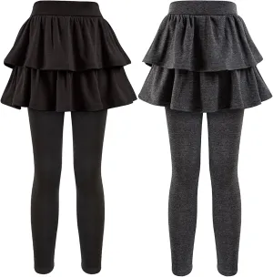 Girls School Uniform Pants Leggings with Skirts Stretch Warm Jegging 4-12 Years