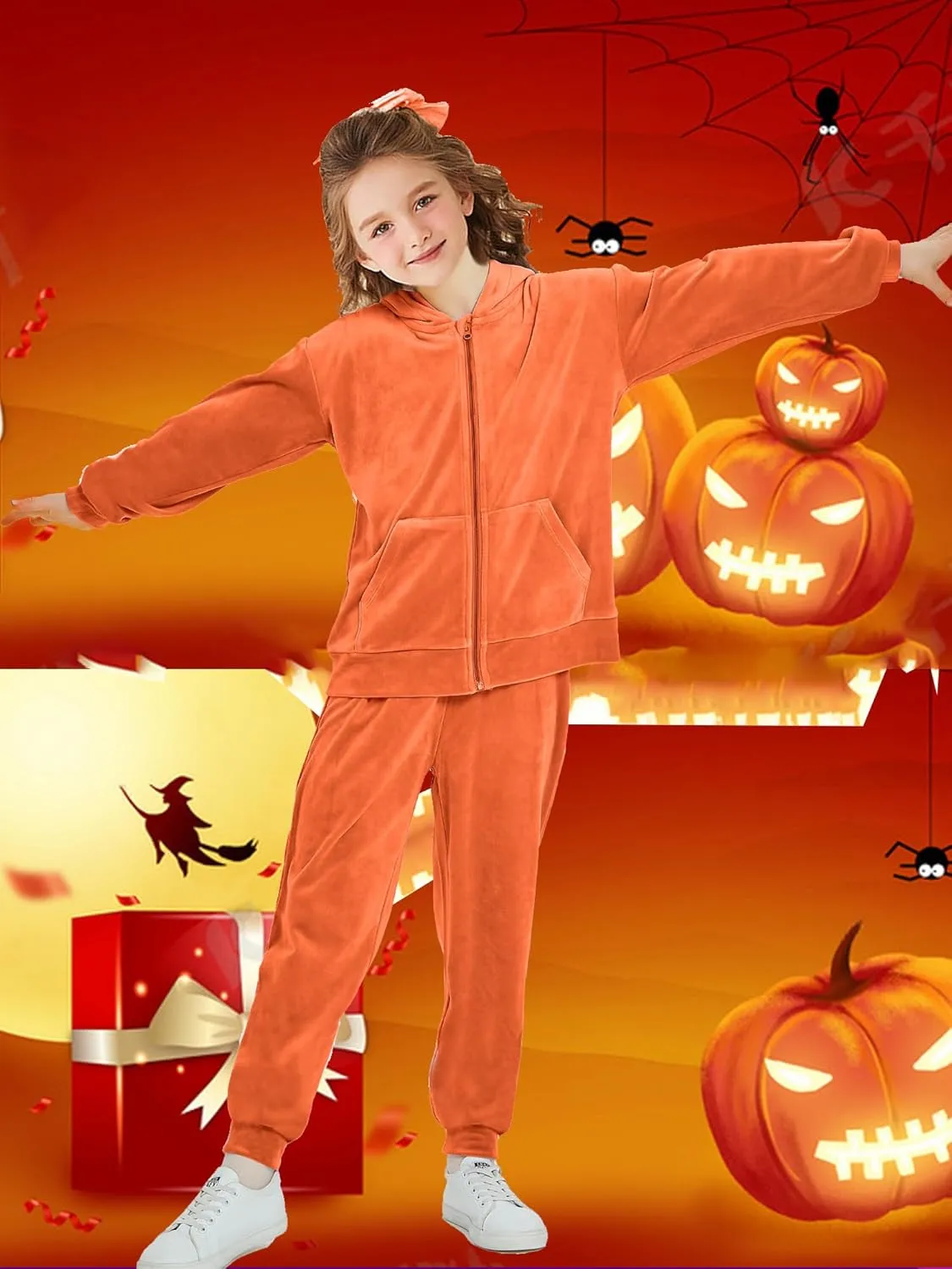 Girls Velour Tracksuit Sweatsuits Set 2 Piece Outfits Zip Up Hoodies and Pants Sportswear Jogging Suit