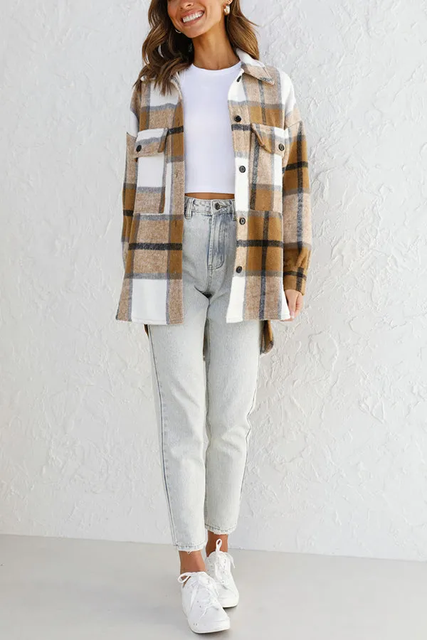 Good Outfit Day Plaid Print Button Shacket