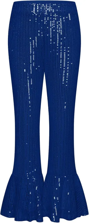 GRACE KARIN Girls Sequin Pants Sparke Trouser Glitter Dance Bell Bottoms 5-14