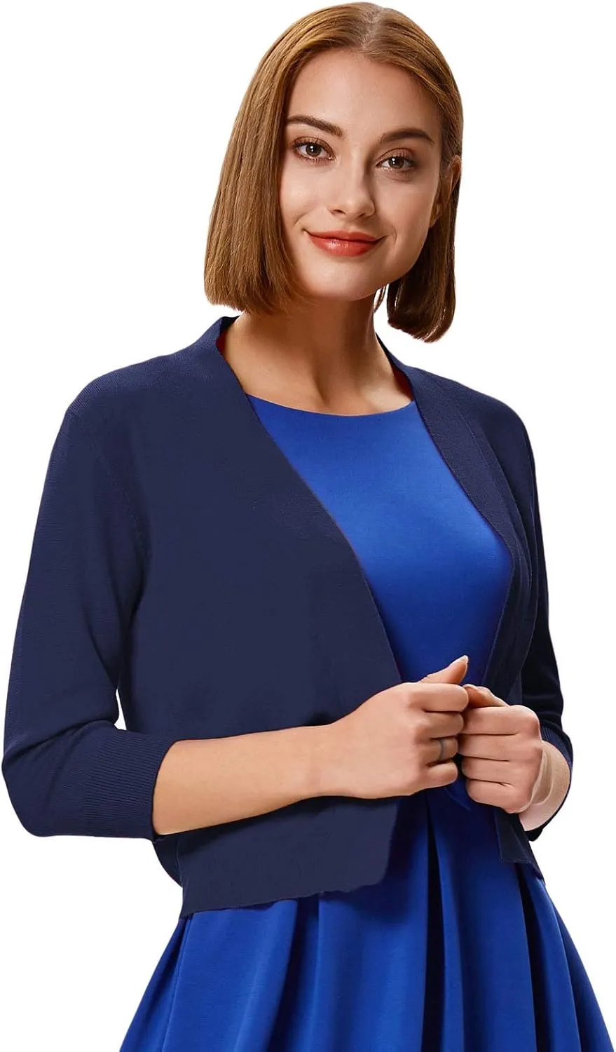 GRACE KARIN Women 2 Pack 3/4 Sleeve Cardigan Sweater Cropped Shrug for Dress Tops S-2XL