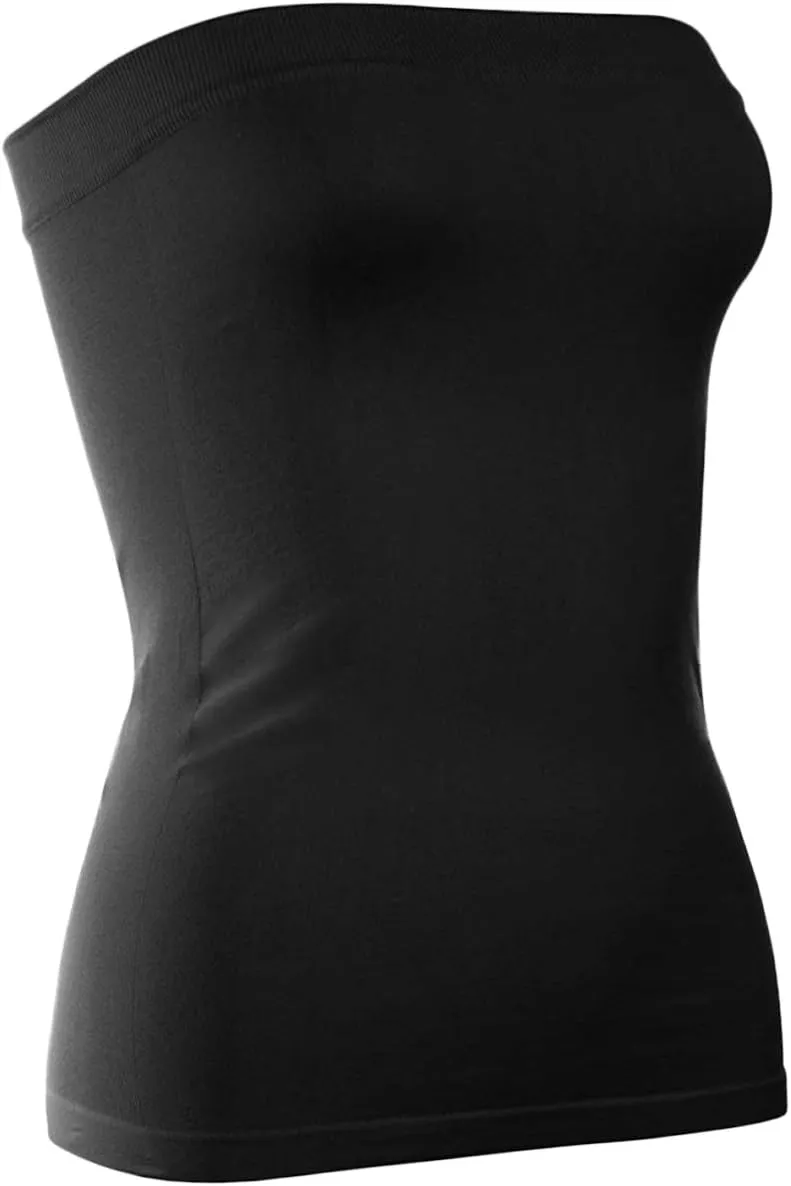 H HIAMIGOS 3 Pack Women's Strapless Cotton Long Tube Top Sleeveless Stretchy Cute Bandeau Tops Non Padded