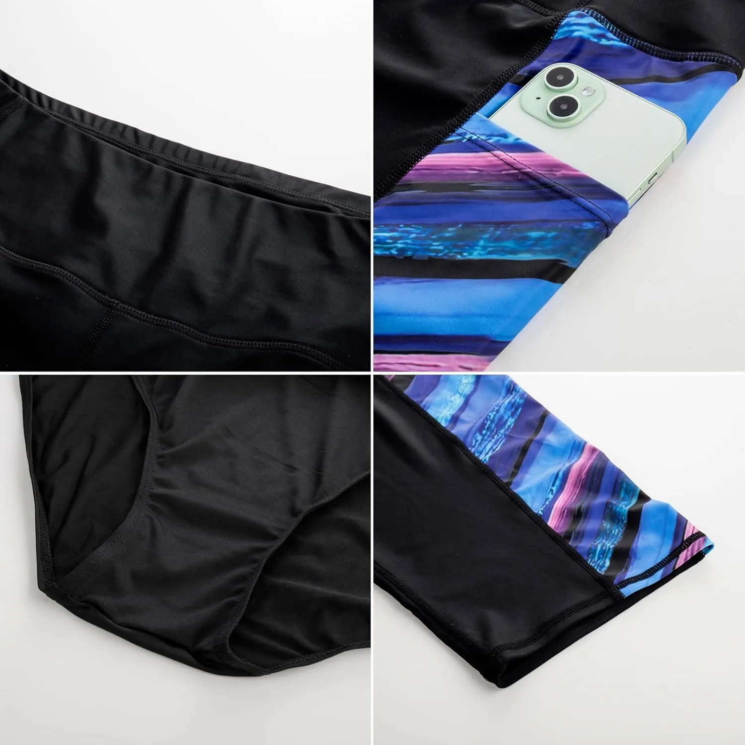 Hanna Nikole Womens Plus Size Capri Swim Pants High Waisted Swim Shorts Swimming Leggings with Pockets