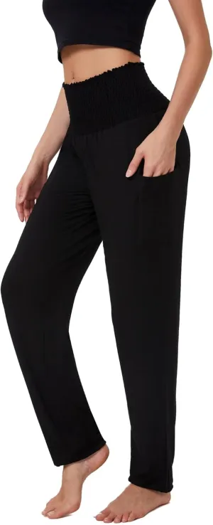 Harem Pants for Women with Pockets, High Waisted Comfy Stretch Loose Sweatpants for Workout, Running, Yoga