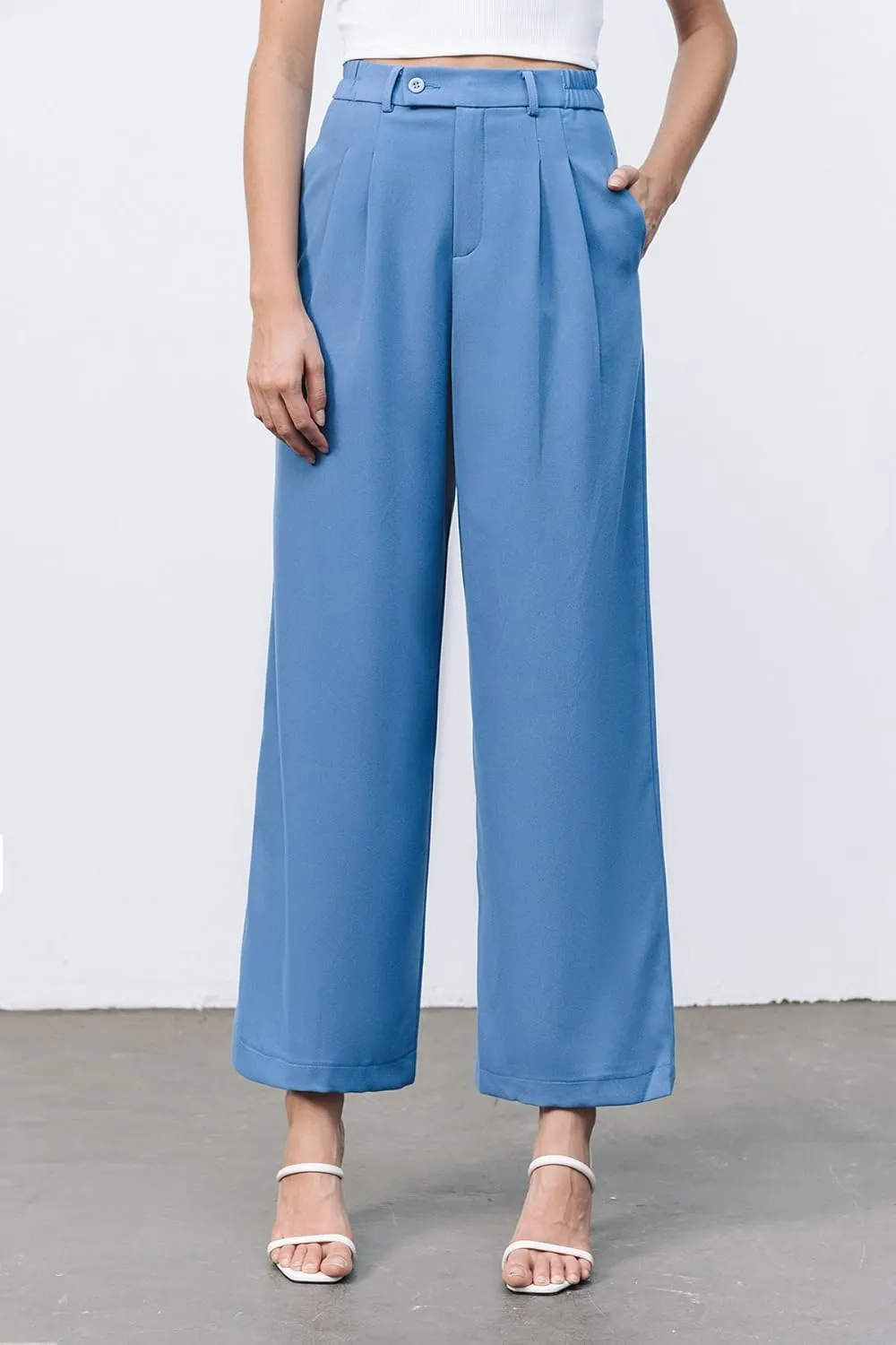 High Waisted Petite Wide Leg 70s Work Pants Palazzo for Office Casual Business Women