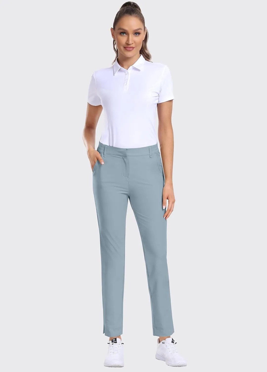Hiverlay Womens Golf Pants Stretch Work Ankle Pants with Pockets Quick Dry Straight Business Casual Hiking Pants