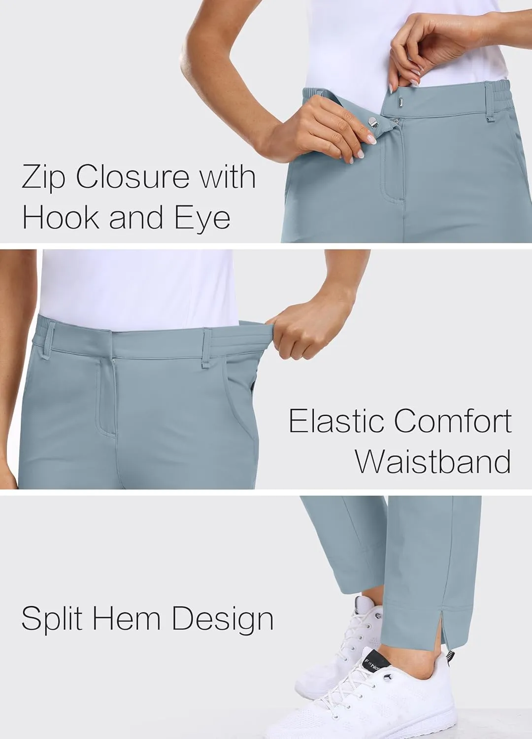 Hiverlay Womens Golf Pants Stretch Work Ankle Pants with Pockets Quick Dry Straight Business Casual Hiking Pants