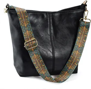Hobo BagsLeather Crossbody Bag Guitar Strap Shoulder Purses with Zipper Handbags for Women Well made