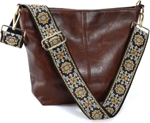 Hobo BagsLeather Crossbody Bag Guitar Strap Shoulder Purses with Zipper Handbags for Women Well made
