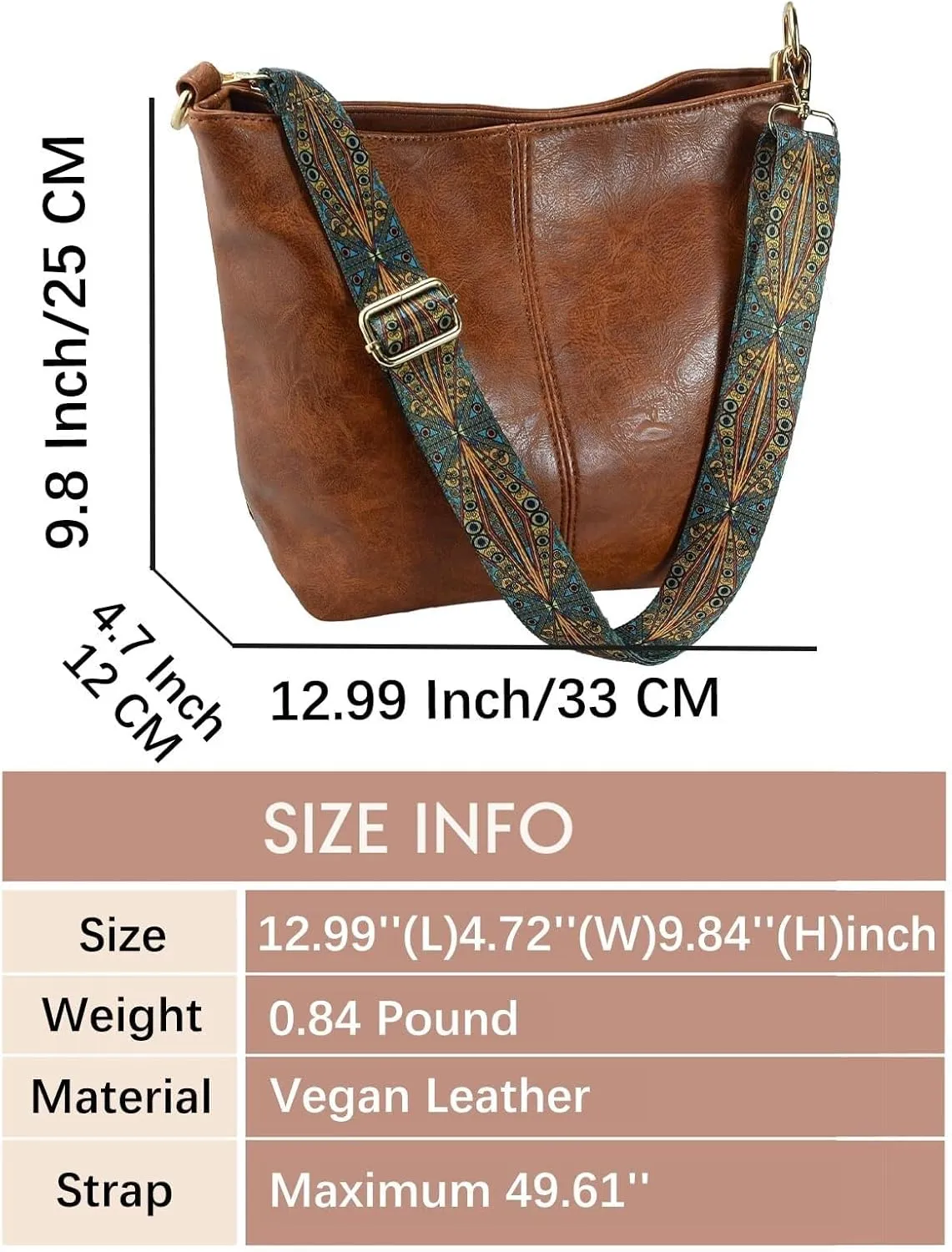 Hobo BagsLeather Crossbody Bag Guitar Strap Shoulder Purses with Zipper Handbags for Women Well made