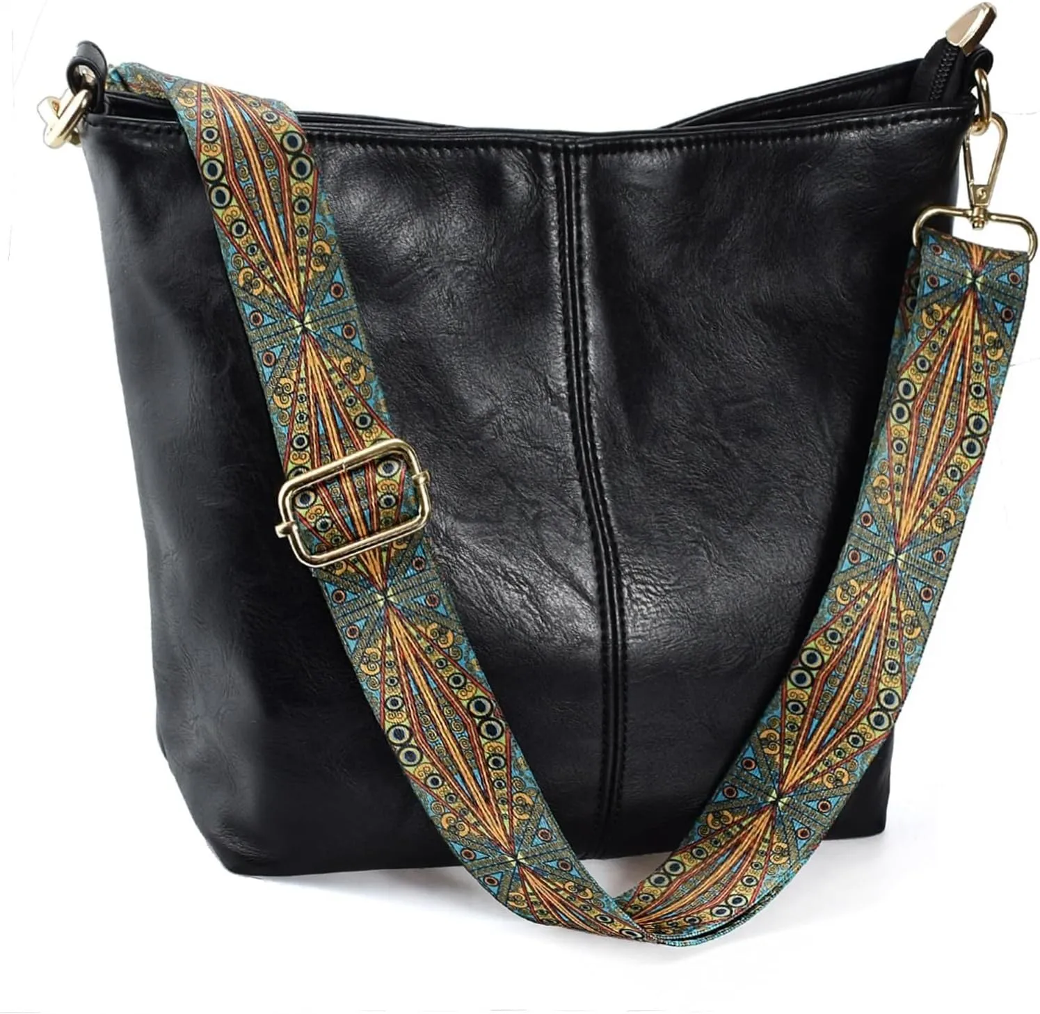 Hobo BagsLeather Crossbody Bag Guitar Strap Shoulder Purses with Zipper Handbags for Women Well made