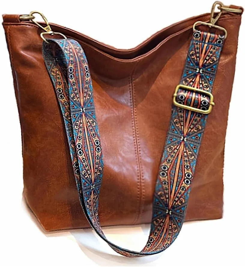 Hobo BagsLeather Crossbody Bag Guitar Strap Shoulder Purses with Zipper Handbags for Women Well made