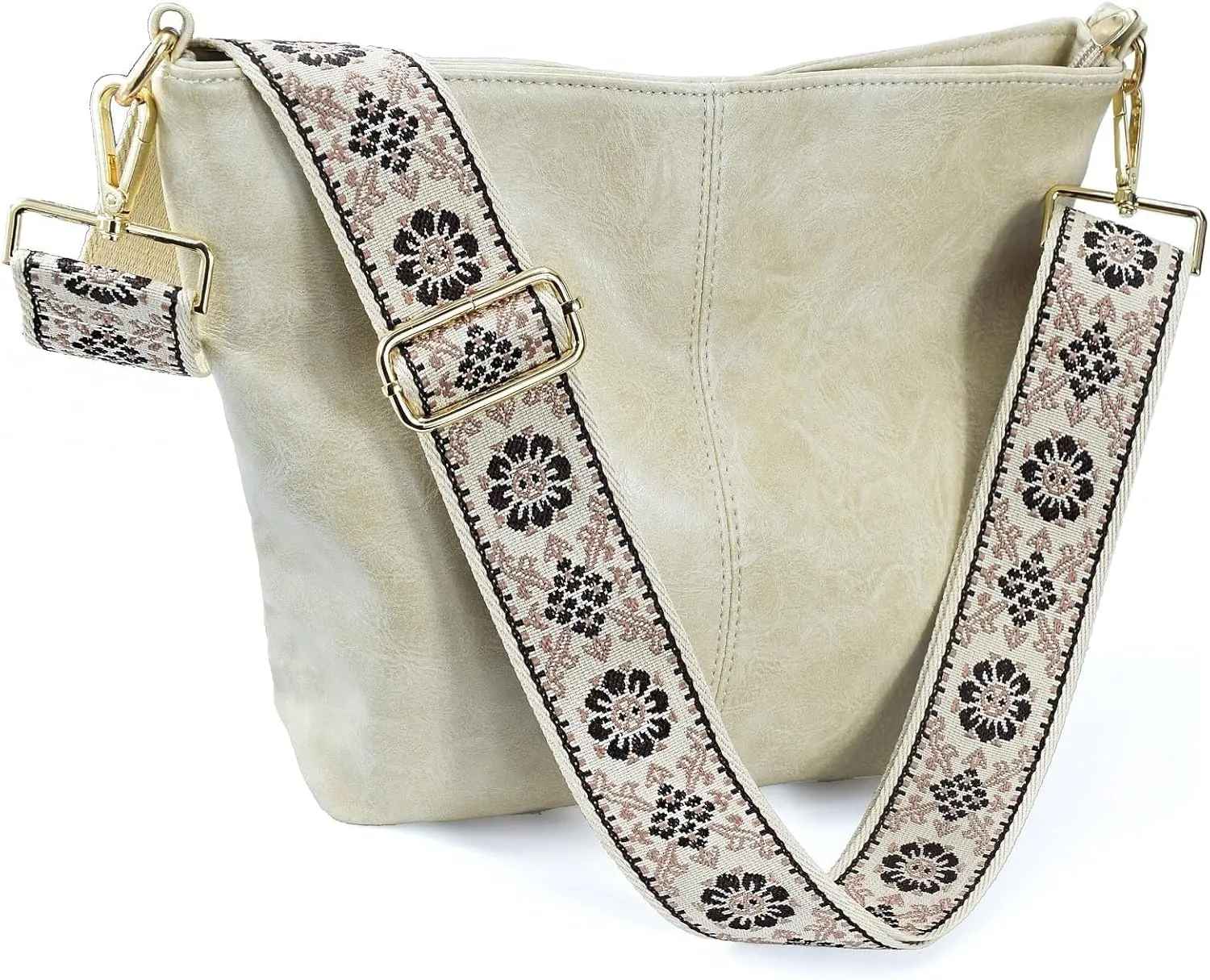 Hobo BagsLeather Crossbody Bag Guitar Strap Shoulder Purses with Zipper Handbags for Women Well made