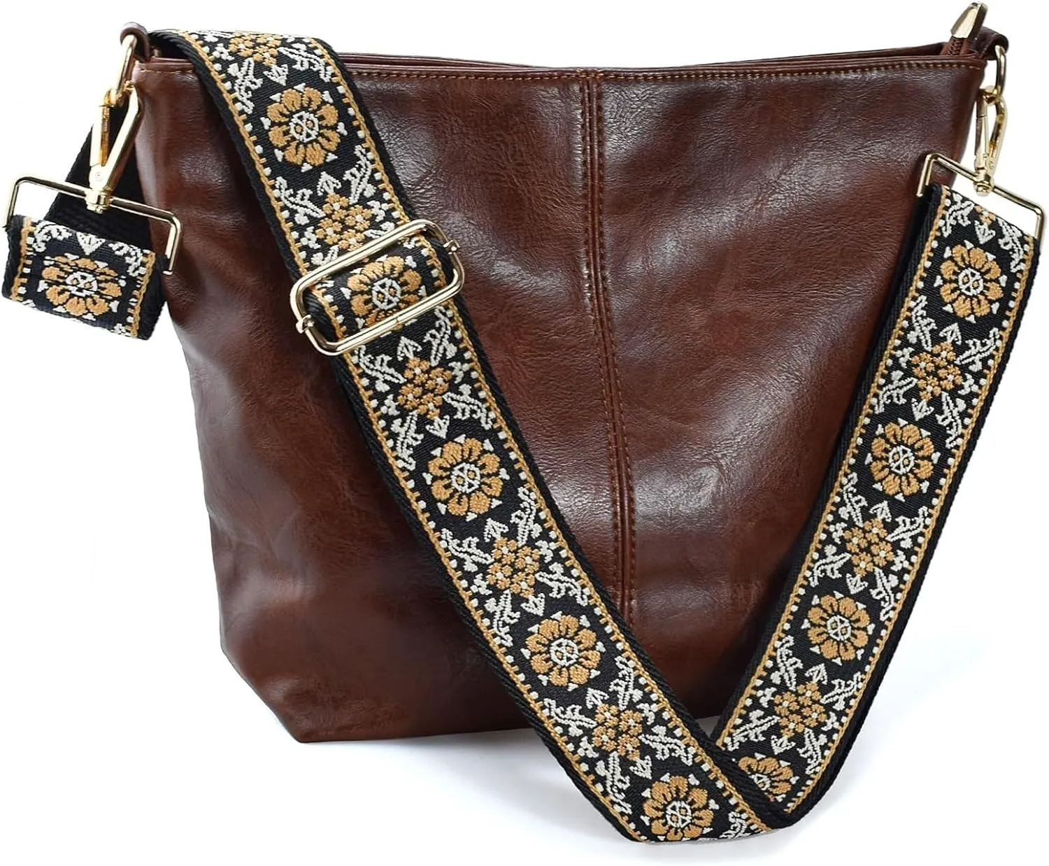 Hobo BagsLeather Crossbody Bag Guitar Strap Shoulder Purses with Zipper Handbags for Women Well made