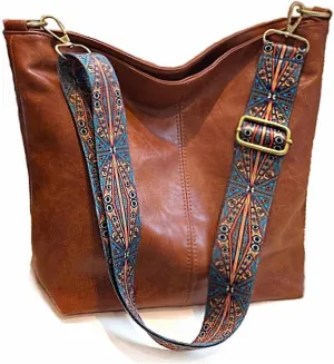 Hobo BagsLeather Crossbody Bag Guitar Strap Shoulder Purses with Zipper Handbags for Women Well made