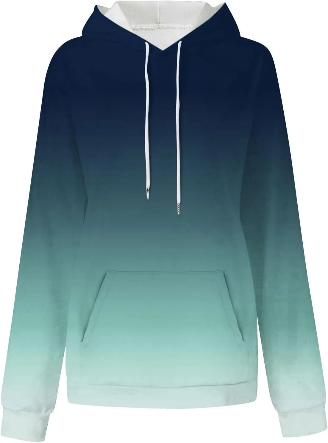 Hoodies For Womens Gradient Print Oversized Sweatshirt Drawstring Pullover With Pocket Trendy Cute Tops for Women Summer
