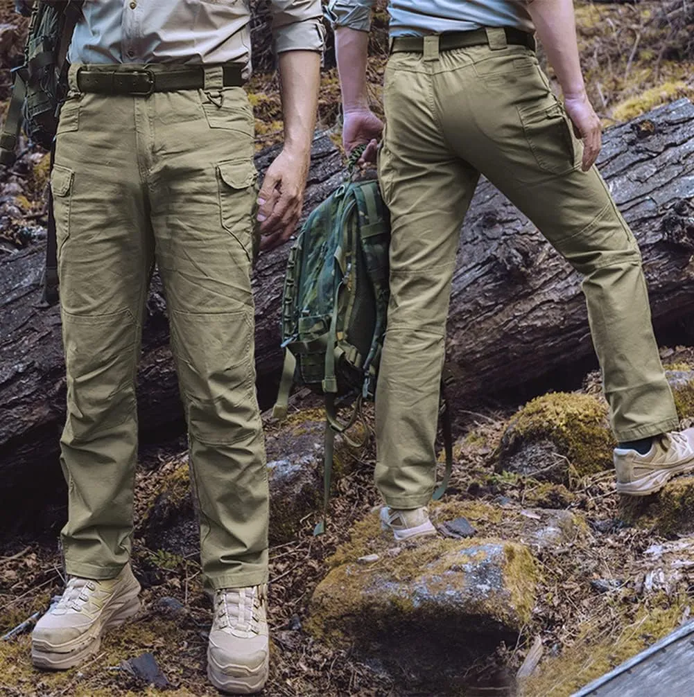 HYCOPROT Men's Hiking Pants Ripstop Water Repellent Lightweight Casual Cargo Pants Quick Dry Army 10 Pockets Work Trousers