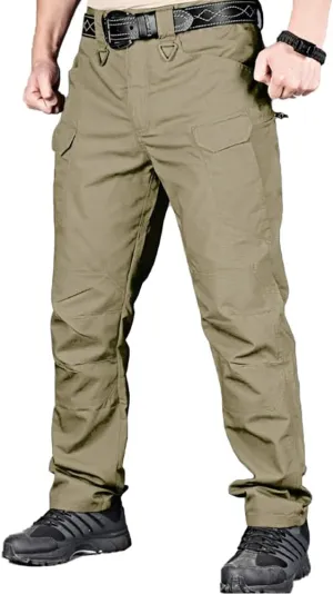 HYCOPROT Men's Hiking Pants Ripstop Water Repellent Lightweight Casual Cargo Pants Quick Dry Army 10 Pockets Work Trousers