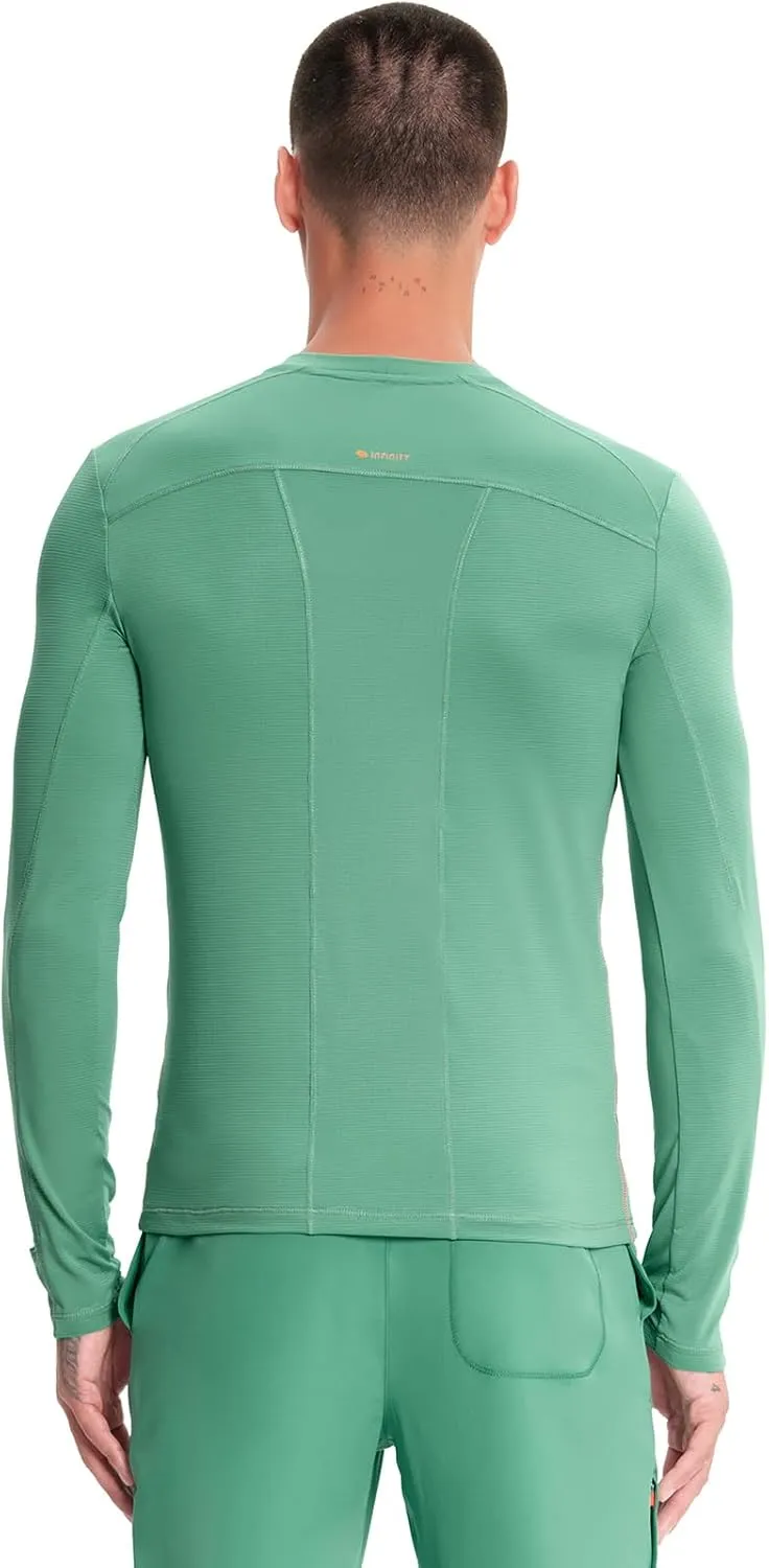 Infinity Cherokee Men's Long Sleeve Underscrub Round Neck Top with Long Sleeves, Contrast Stitching On Side Seams IN608