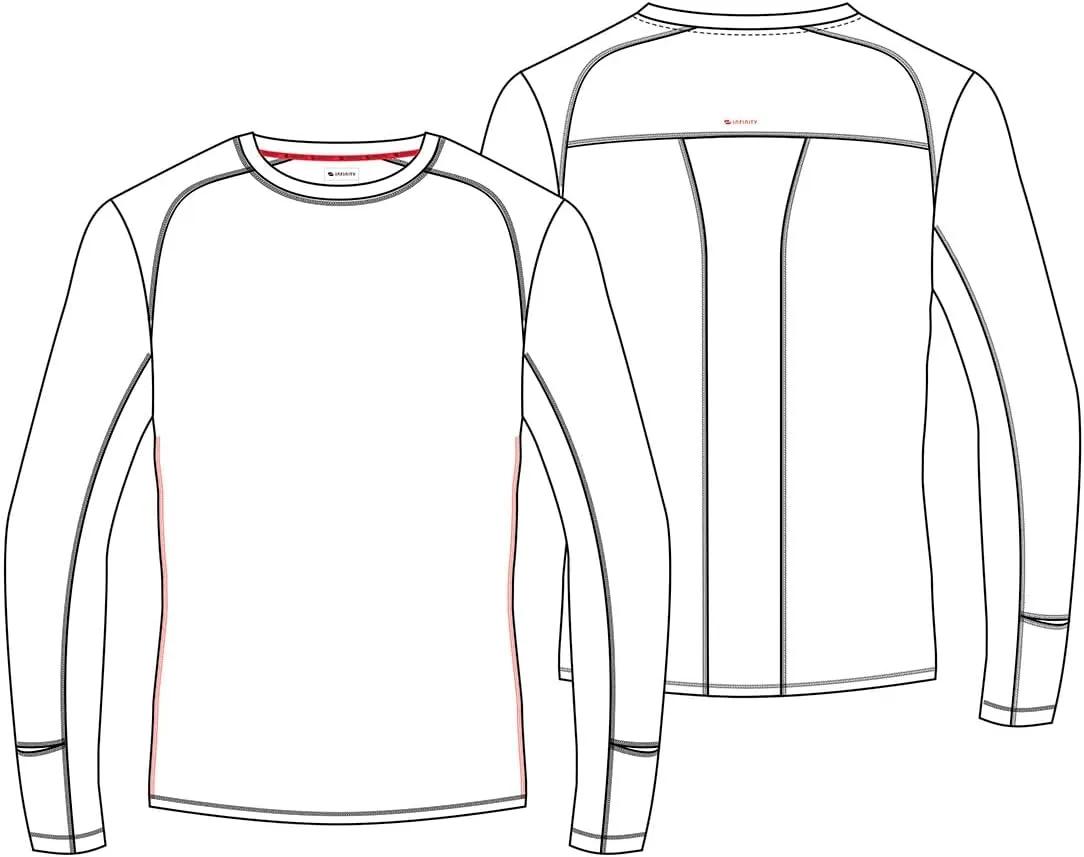 Infinity Cherokee Men's Long Sleeve Underscrub Round Neck Top with Long Sleeves, Contrast Stitching On Side Seams IN608