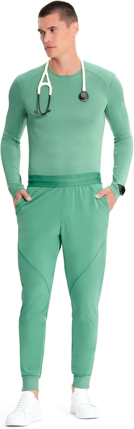 Infinity Cherokee Men's Long Sleeve Underscrub Round Neck Top with Long Sleeves, Contrast Stitching On Side Seams IN608