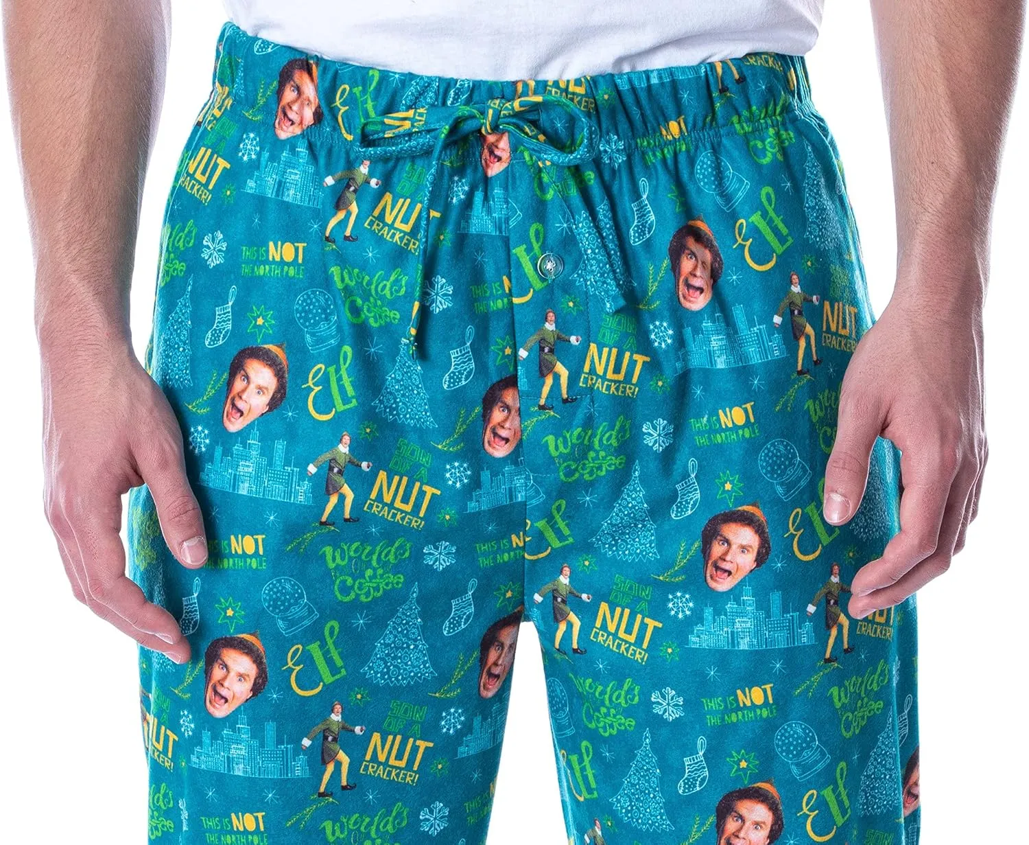 INTIMO Elf The Movie Men's Son Of A Nut Cracker Allover Holiday Christmas Film Loungewear Pajama Pants
