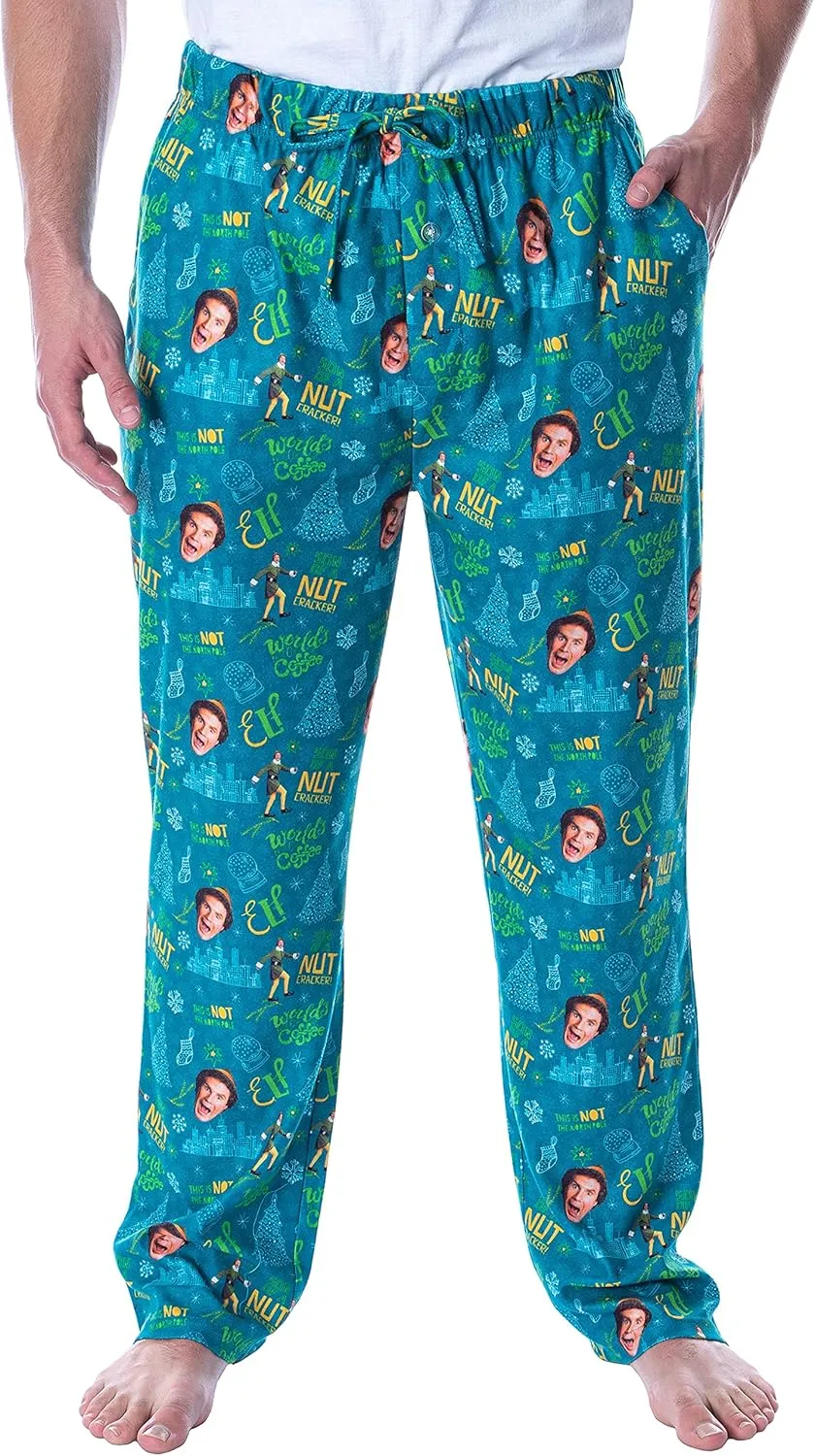 INTIMO Elf The Movie Men's Son Of A Nut Cracker Allover Holiday Christmas Film Loungewear Pajama Pants