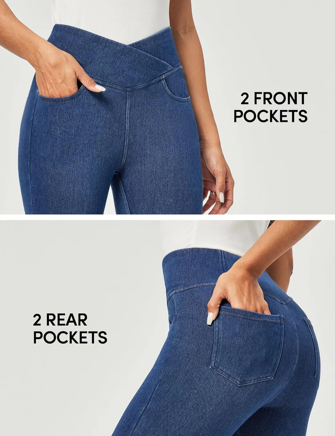 IUGA Capri Jeans for Women Pull On Jeggings for Women Tummy Control Jean Capris Pants Stretchy Denim Pants with Pockets