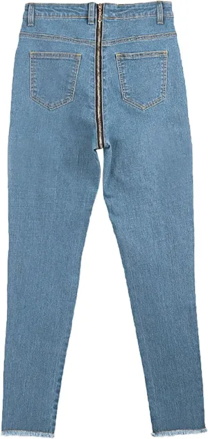 Jeans for Women Back Zip Jeans Women Skinny Stretch Denim Pencil Pants High Waist Trouser Pants for Women