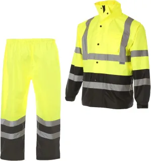 JORESTECH Safety Rain Set/Jacket Reflective High Visibility Yellow Black JK-03 / Pants Lime ANSI 150D Heavy Duty PANTS-03