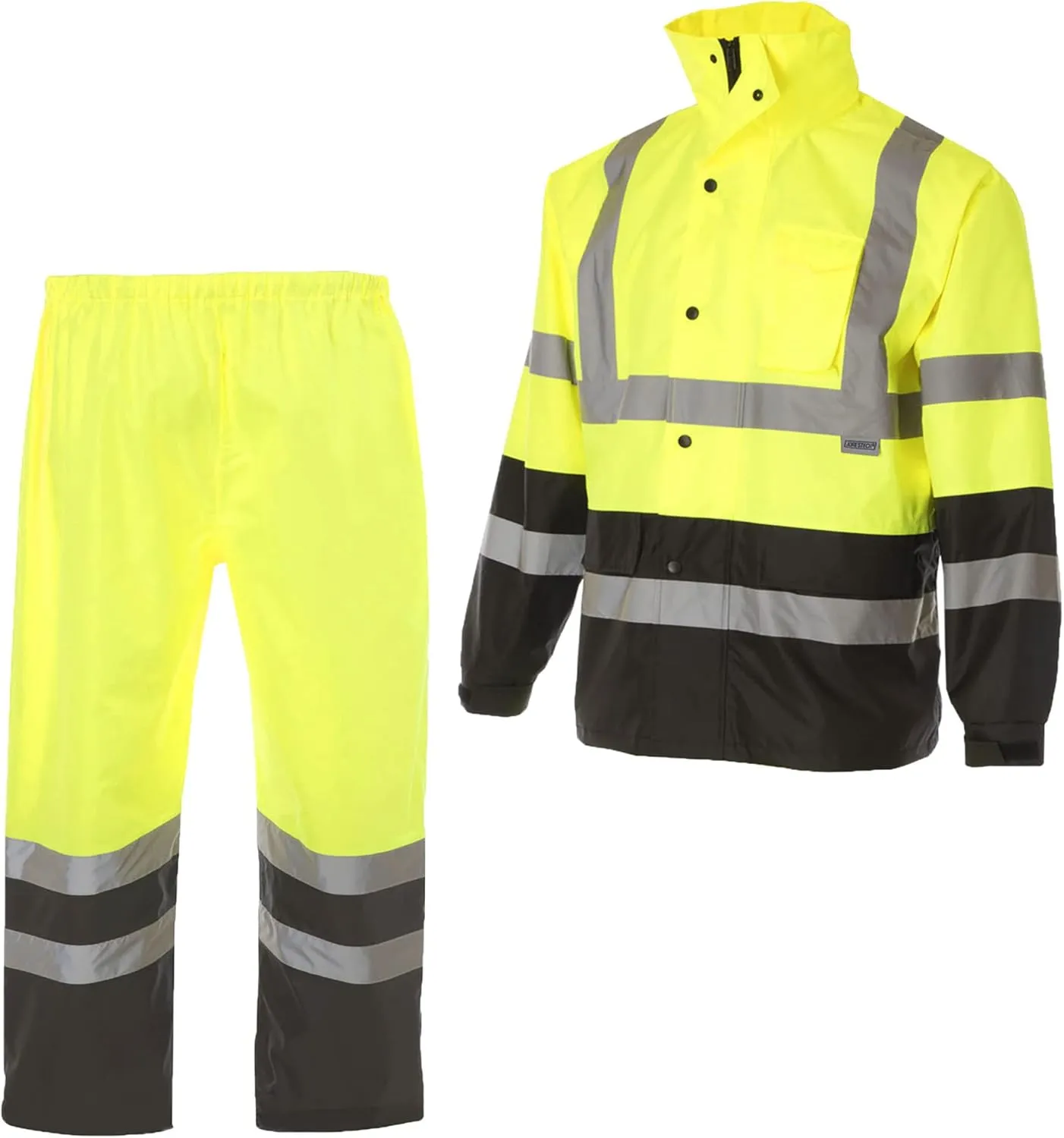 JORESTECH Safety Rain Set/Jacket Reflective High Visibility Yellow Black JK-03 / Pants Lime ANSI 150D Heavy Duty PANTS-03