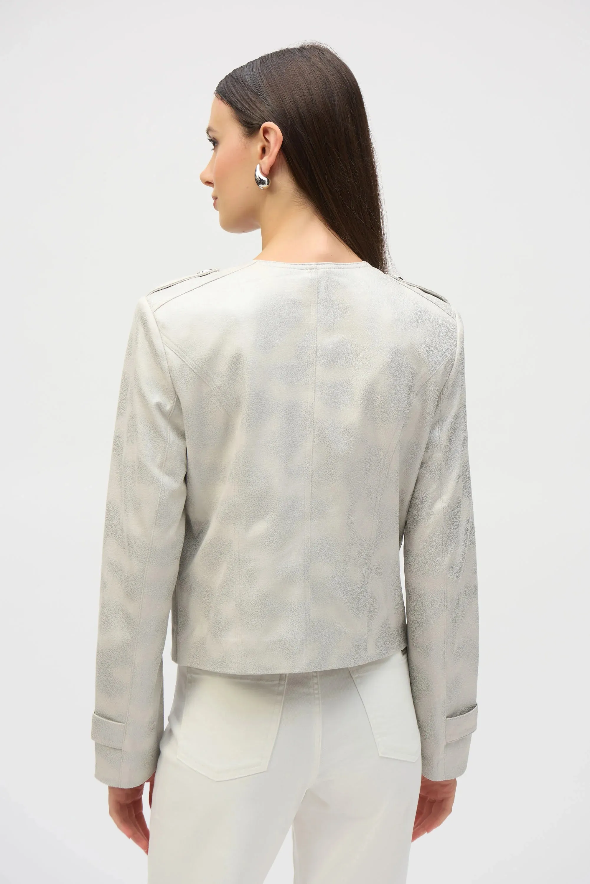 Joseph Ribkoff Moonstone Foiled Faux Suede Boxy Jacket