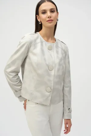 Joseph Ribkoff Moonstone Foiled Faux Suede Boxy Jacket