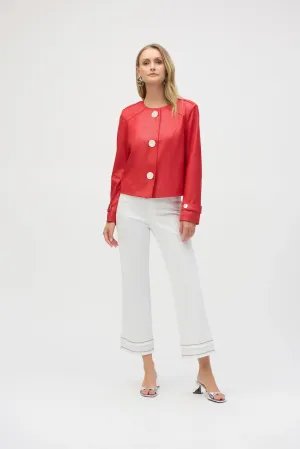 Joseph Ribkoff Radiant Red Foiled Faux Suede Boxy Jacket