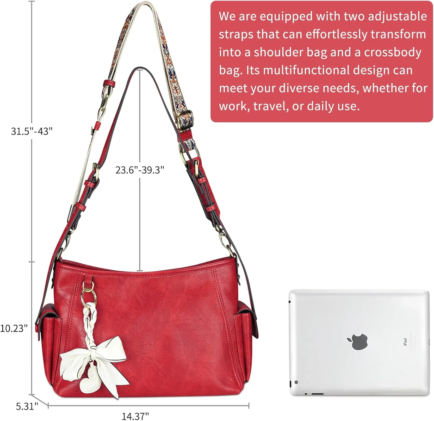 KITATU Soft Vegan Leather Hobo Shoulder Bags for Women Trendy Hobo Crossbody Bags Ladies Purses and Handbags with 2 Straps